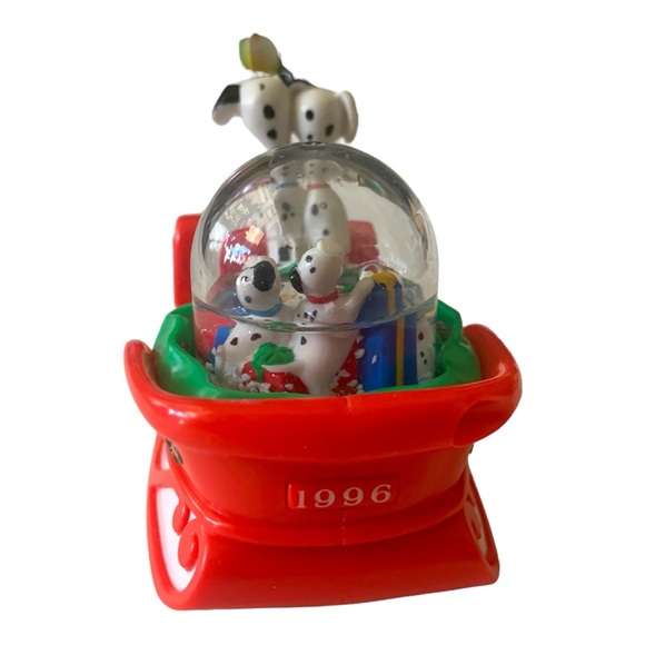VTG 1996 Disney 101 Dalmatians Sleigh & Snowman Water Globe Toys xmas Ornaments - Picture 5 of 16